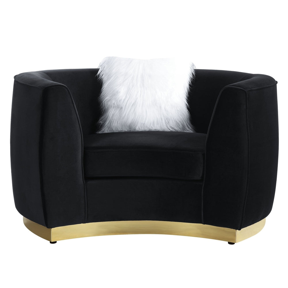 48" Black Velvet Chair And A Half Image 2