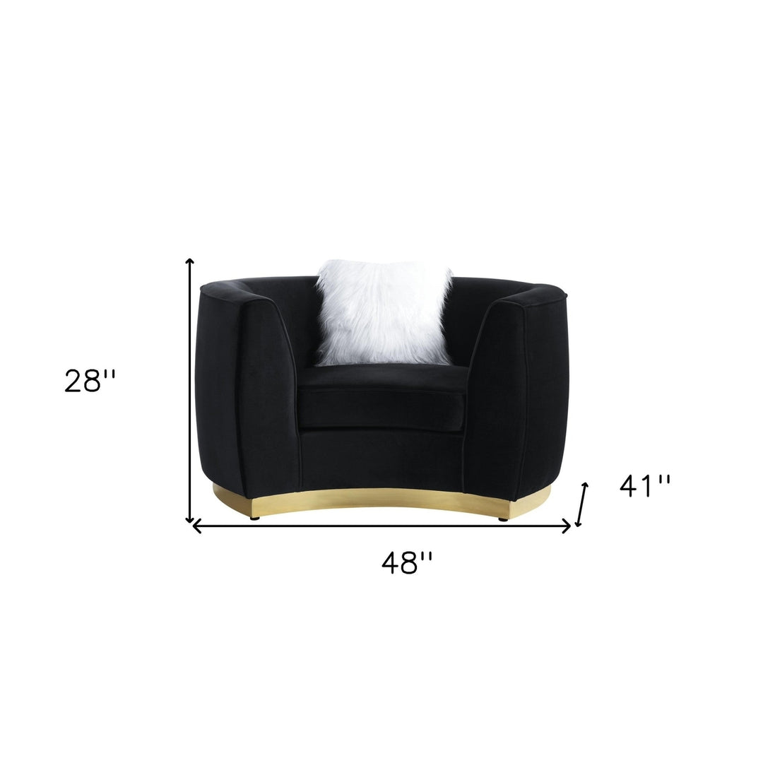 48" Black Velvet Chair And A Half Image 5