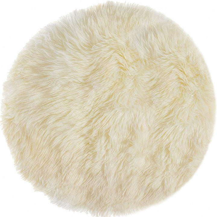 5 Off White Round Shag Sheepskin Area Rug Image 7