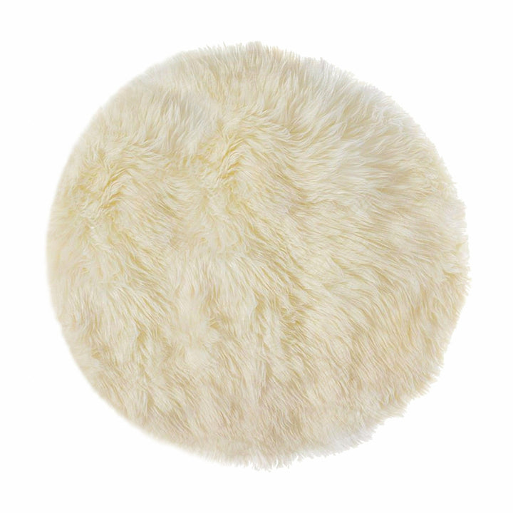 5 Off White Round Shag Sheepskin Area Rug Image 8