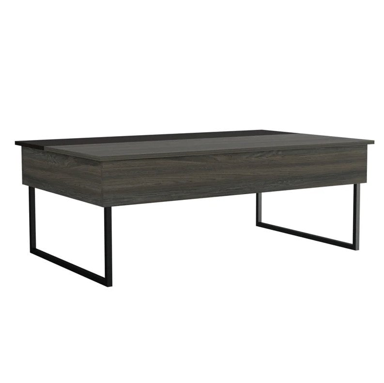 49" Black Manufactured Wood Rectangular Lift Top Coffee Table Image 1