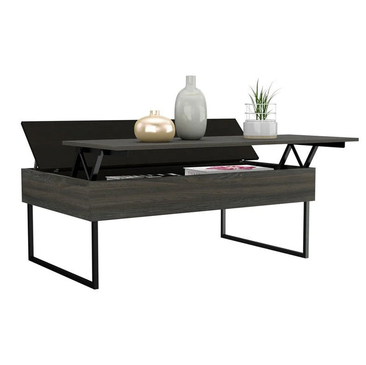 49" Black Manufactured Wood Rectangular Lift Top Coffee Table Image 2