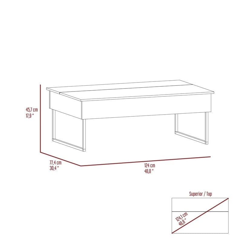 49" Black Manufactured Wood Rectangular Lift Top Coffee Table Image 4