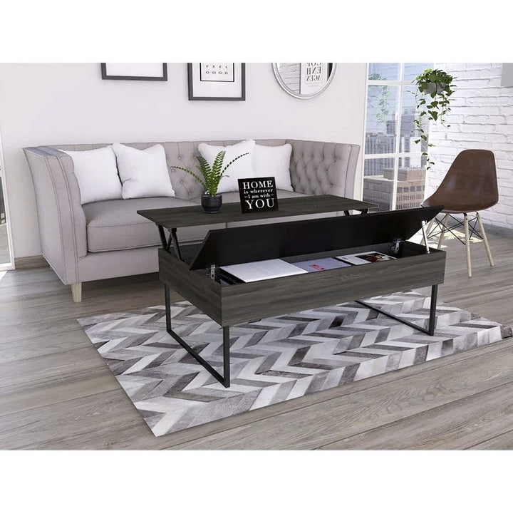 49" Black Manufactured Wood Rectangular Lift Top Coffee Table Image 5