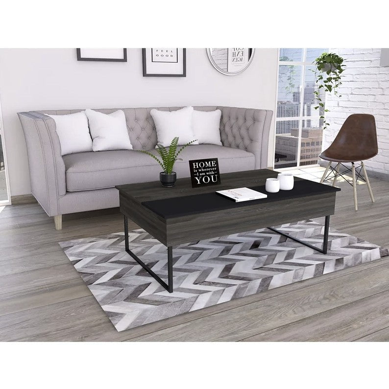 49" Black Manufactured Wood Rectangular Lift Top Coffee Table Image 6