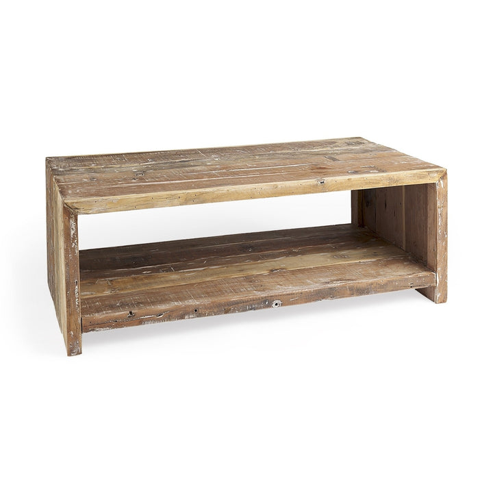 48" Natural Solid Wood Coffee Table With Shelf Image 9