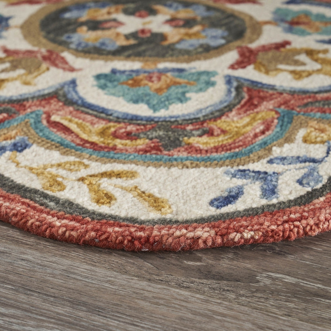 4 Round Red Layered Petals Area Rug Image 3