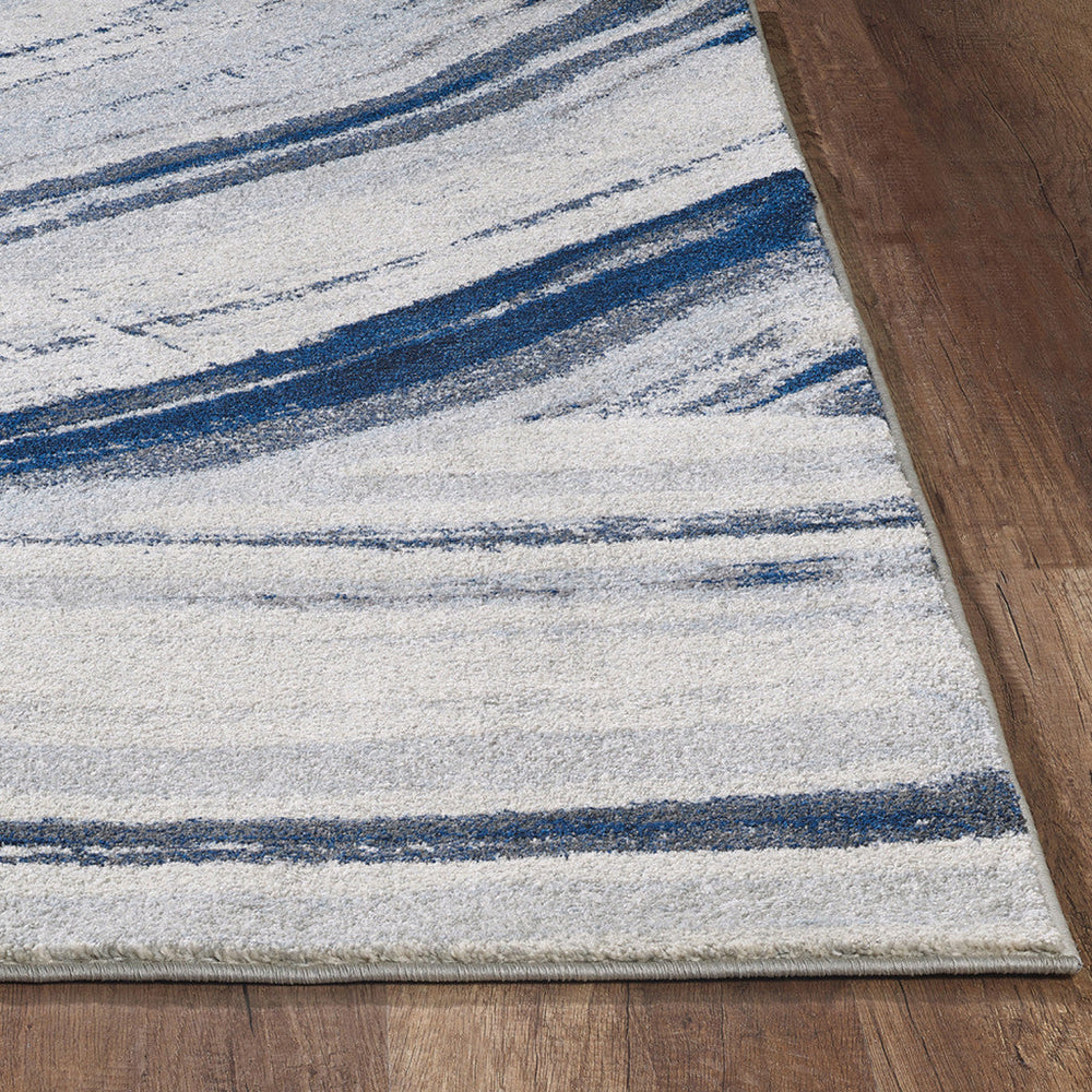 5 x 8 Ivory and Blue Abstract Area Rug Image 2