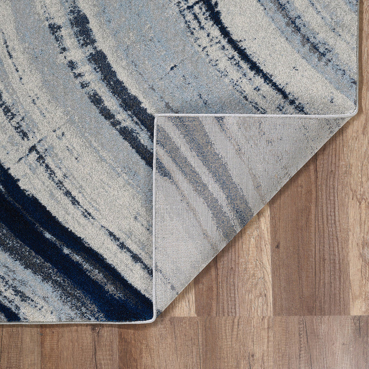 5 x 8 Ivory and Blue Abstract Area Rug Image 3