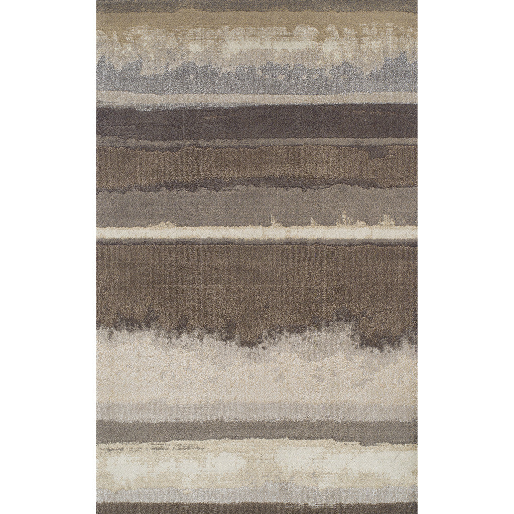 5 x 8 Brown and Ivory Abstract Area Rug Image 1