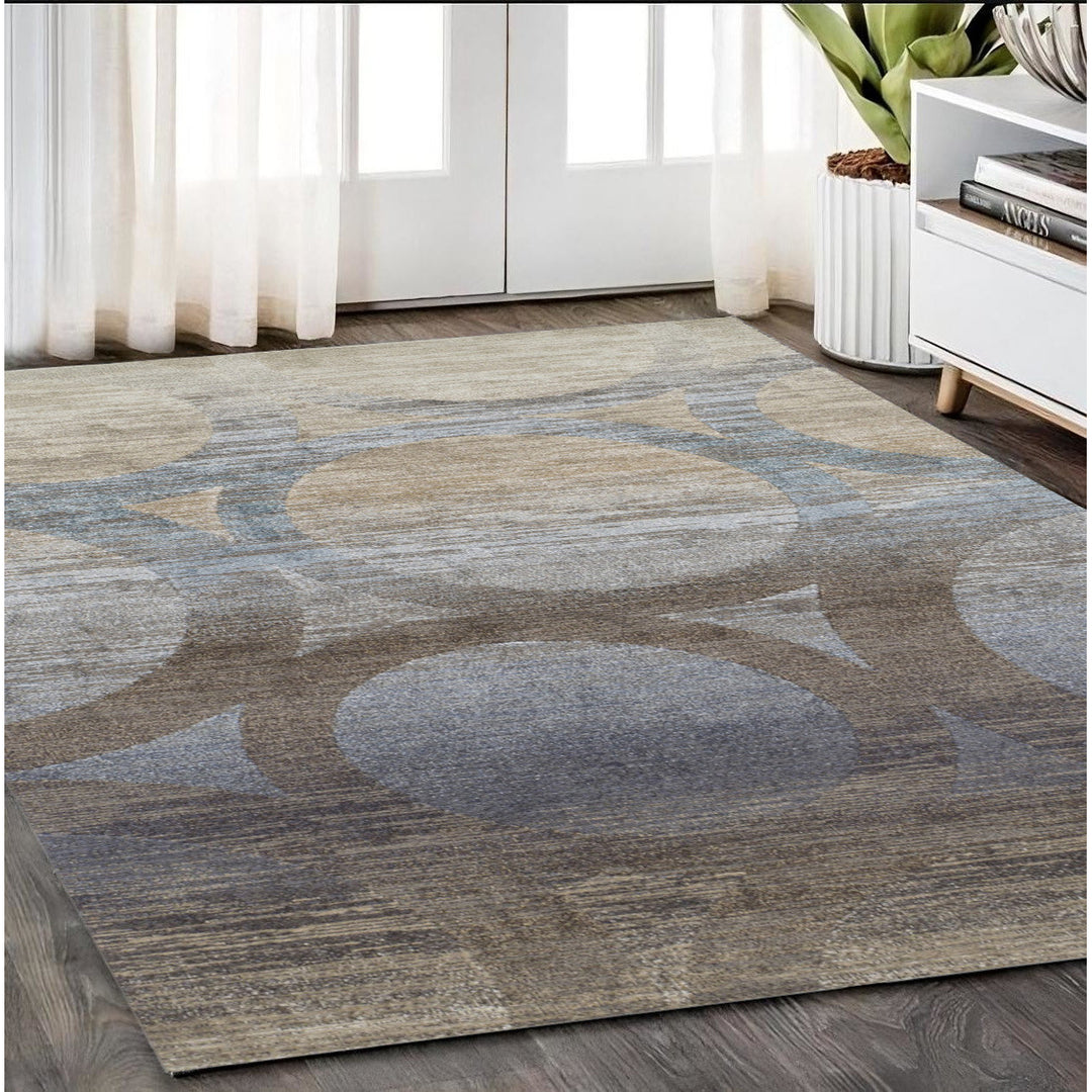 5 x 8 Brown and Beige Abstract Area Rug Image 10