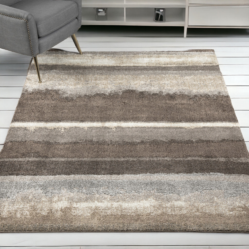 5 x 8 Brown and Ivory Abstract Area Rug Image 11