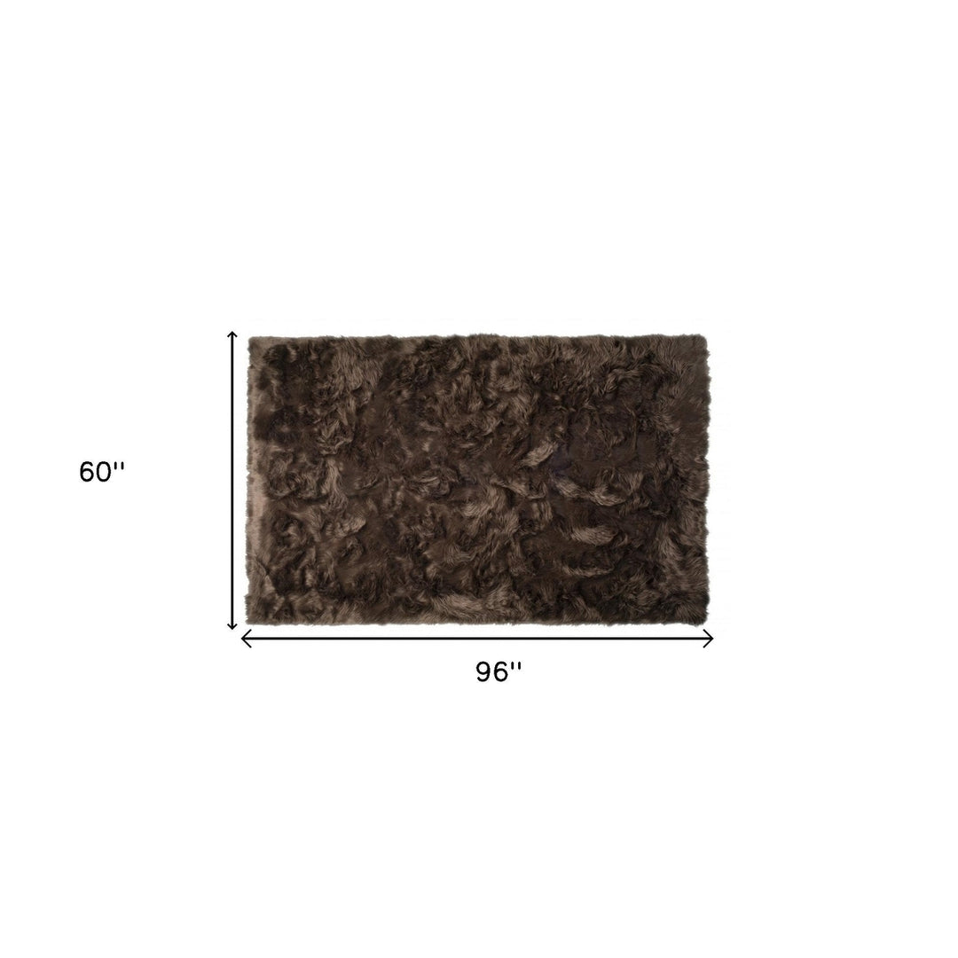 5 X 8 Chocolate Faux faux Non Skid Area Rug Image 4