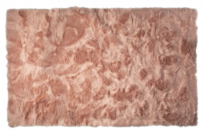 5 X 8 Dusty Rose Faux faux Non Skid Area Rug Image 3