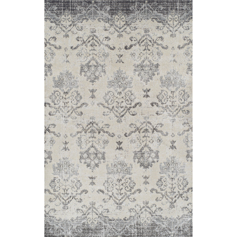 5 x 8 Gray and Ivory Oriental Area Rug Image 1