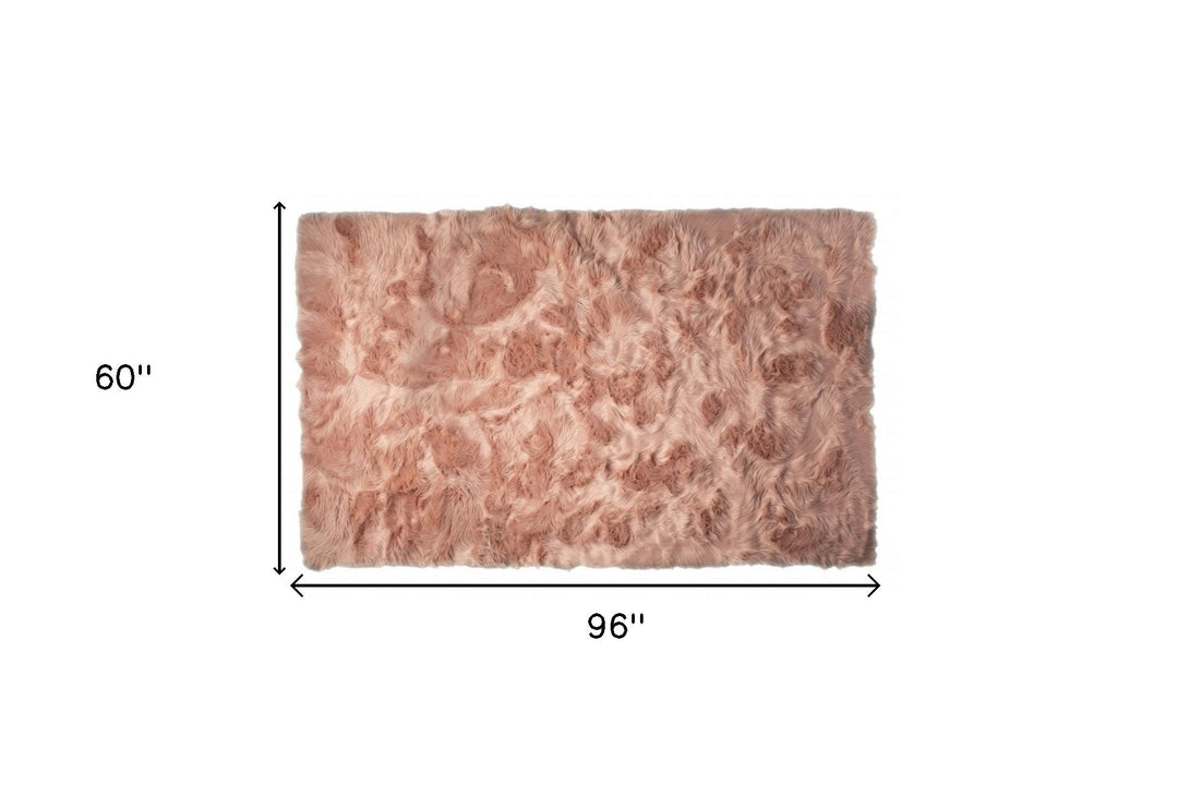 5 X 8 Dusty Rose Faux faux Non Skid Area Rug Image 4