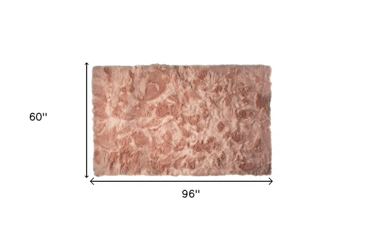 5 X 8 Dusty Rose Faux faux Non Skid Area Rug Image 4