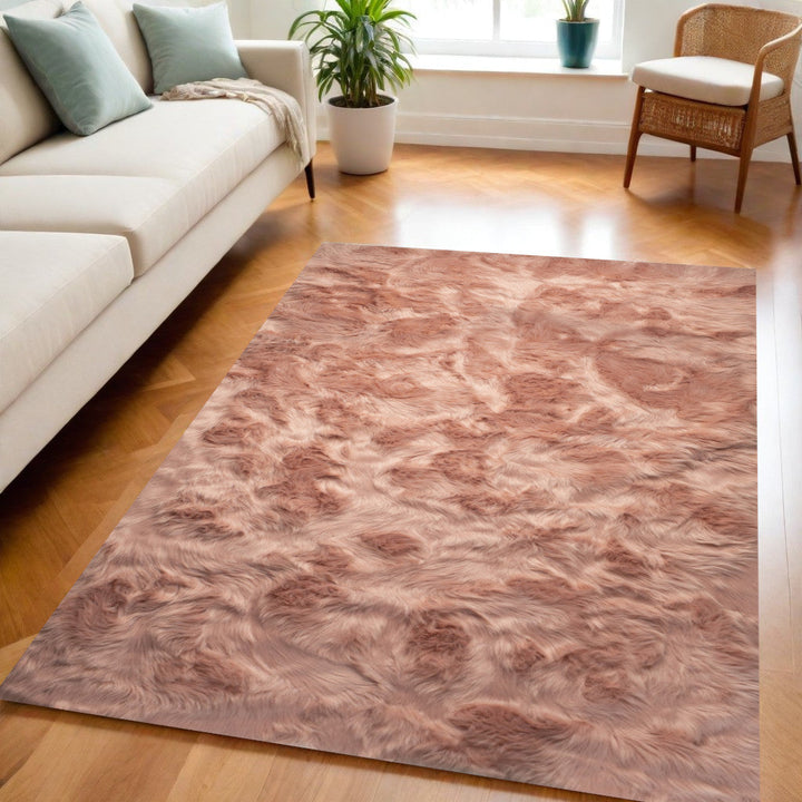 5 X 8 Dusty Rose Faux faux Non Skid Area Rug Image 5