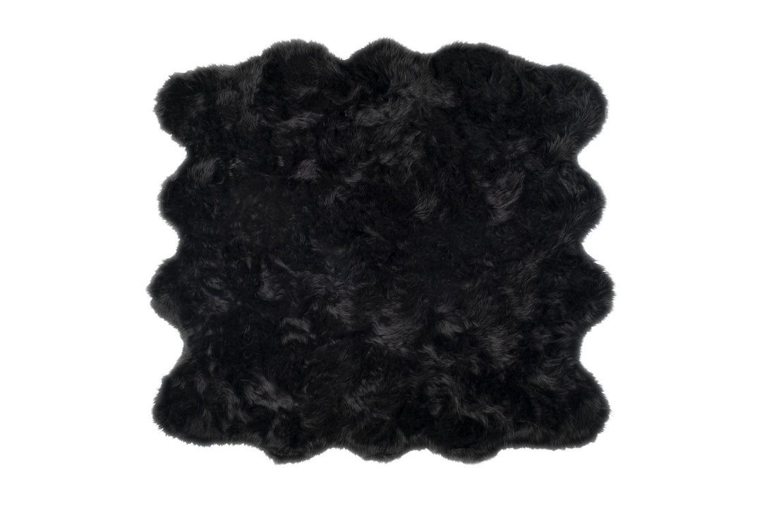 6 X 6 Black Faux faux Washable Non Skid Area Rug Image 3