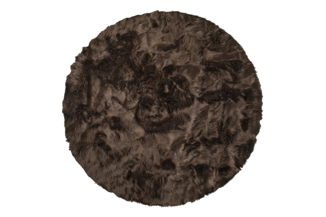 6 X 6 Chocolate Round Faux faux Washable Non Skid Area Rug Image 3