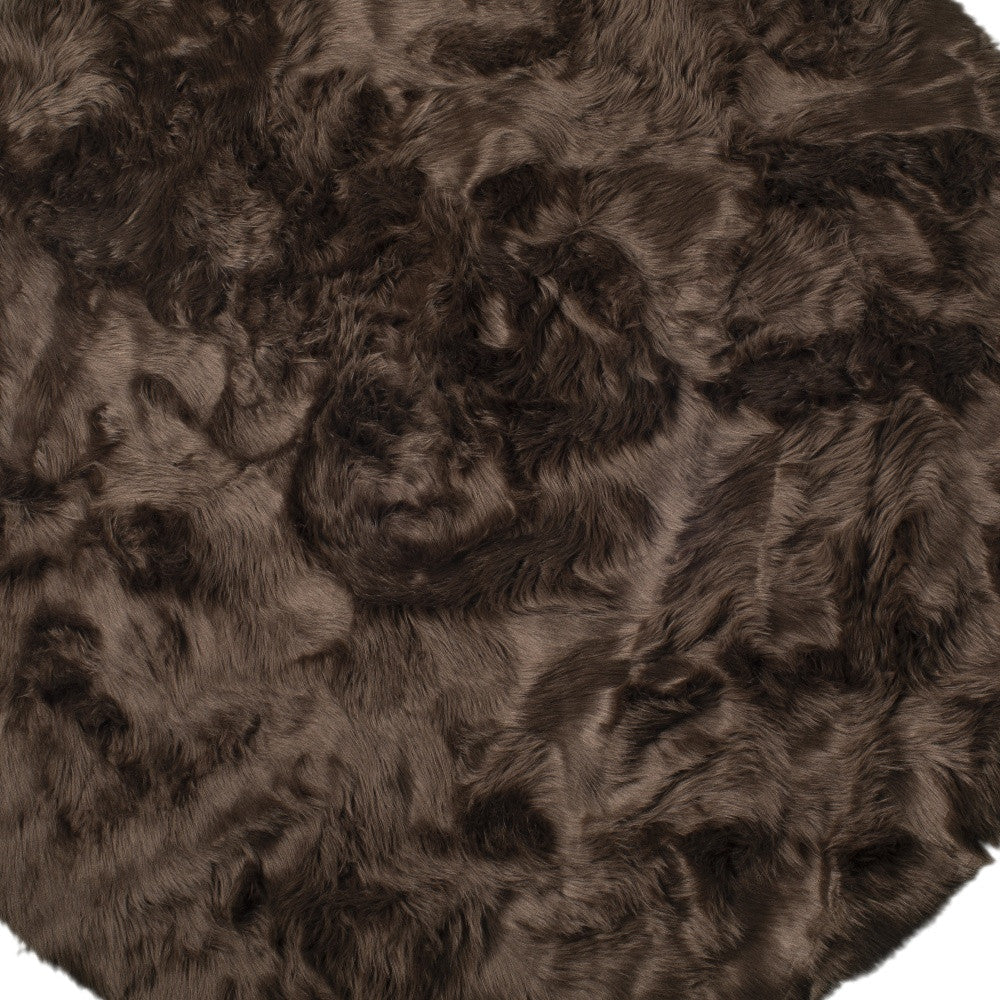 6 X 6 Chocolate Round Faux faux Washable Non Skid Area Rug Image 4