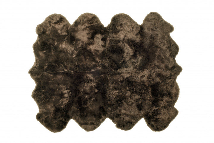 6 X 6 Chocolate Wool Sheepskin Handmade Area Rug Image 3