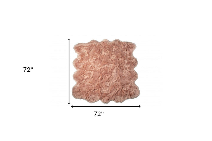 6 X 6 Dusty Rose Faux faux Washable Non Skid Area Rug Image 4