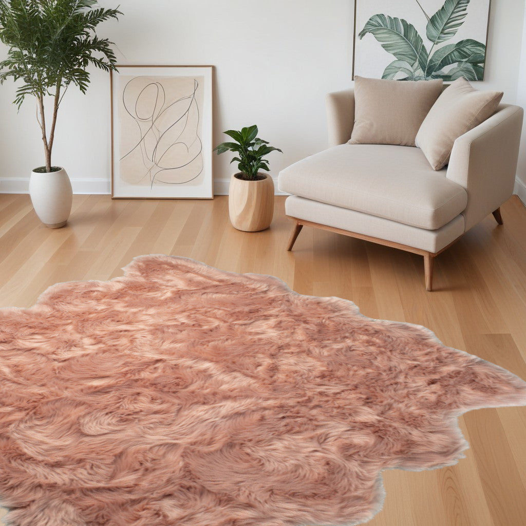 6 X 6 Dusty Rose Faux faux Washable Non Skid Area Rug Image 5