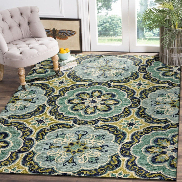 4 Round Green Floral Artwork Area Rug Image 2