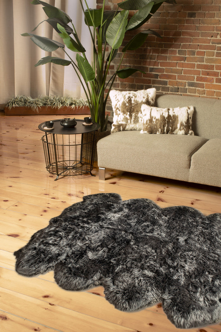 6 X 6 Grey Wool Sheepskin Handmade Area Rug Image 1