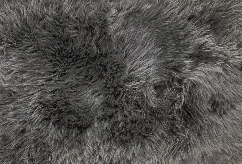 6 X 6 Grey Wool Sheepskin Handmade Area Rug Image 2