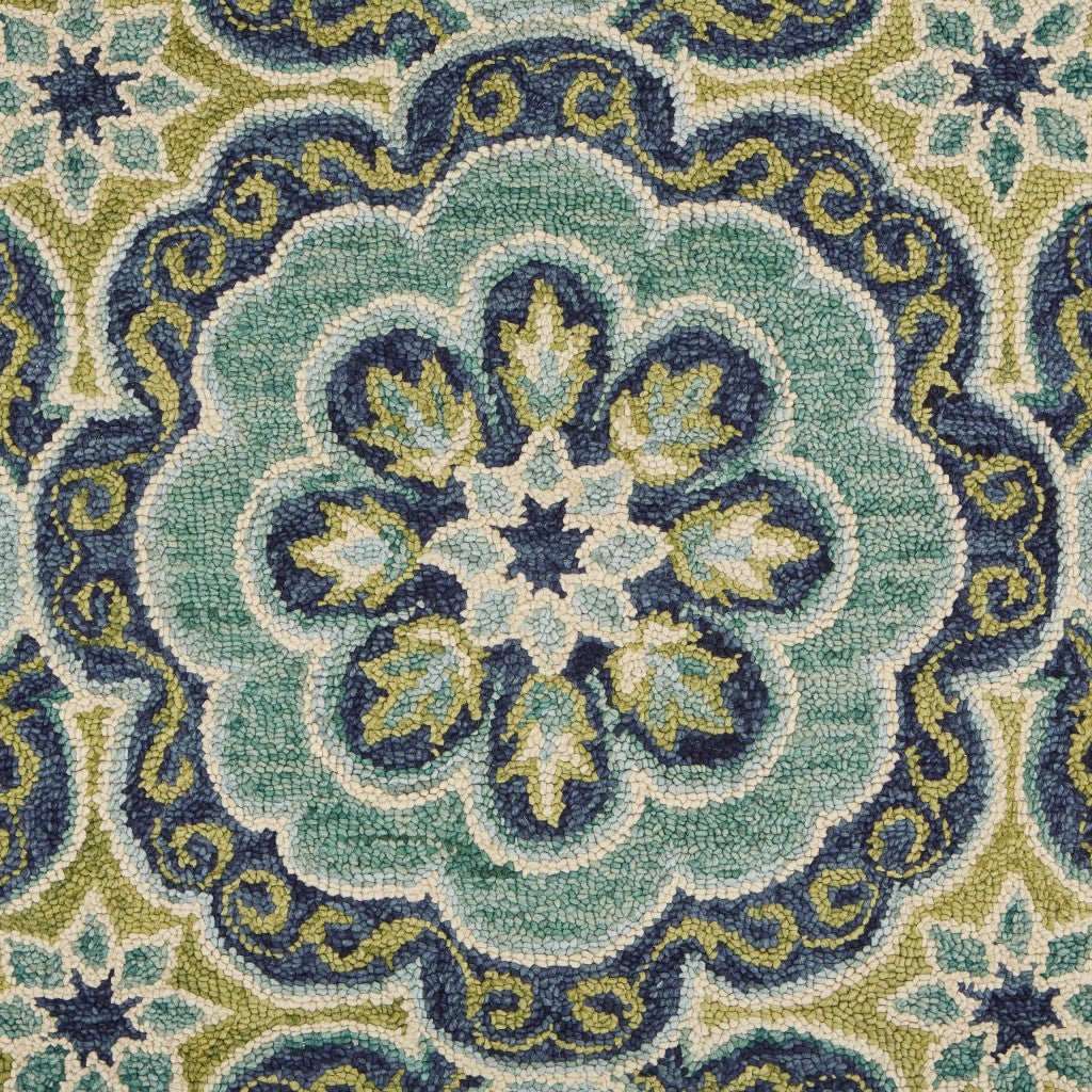 4 Round Green Floral Artwork Area Rug Image 5