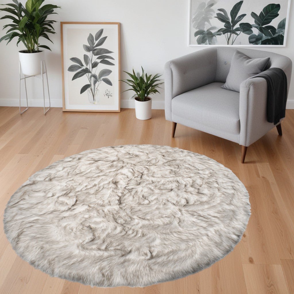 6 X 6 Ombre Chocolate Round Faux faux Washable Non Skid Area Rug Image 6