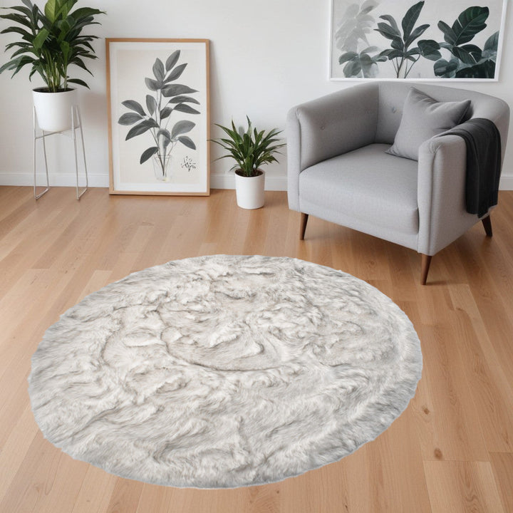 6 X 6 Ombre Grey Round Faux faux Washable Non Skid Area Rug Image 6