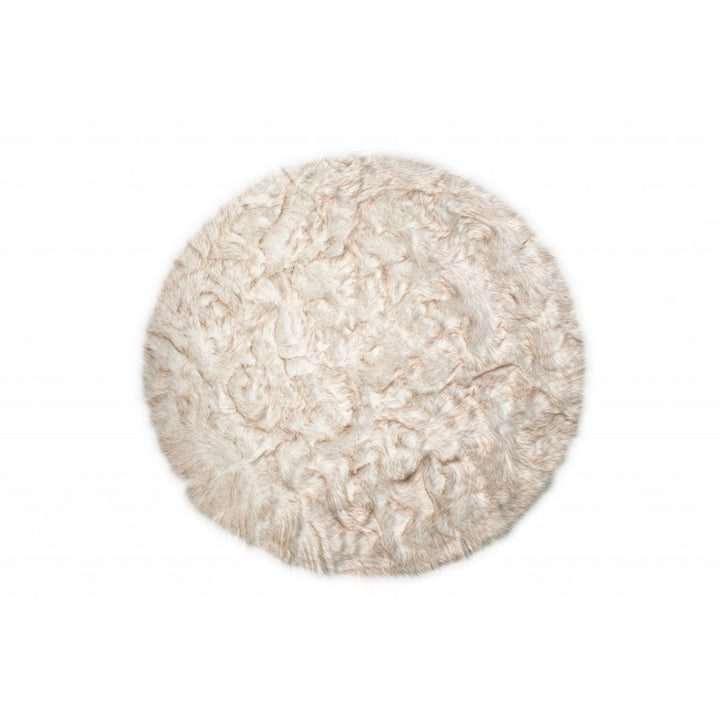 6 X 6 Ombre Tan Round Faux faux Washable Non Skid Area Rug Image 3