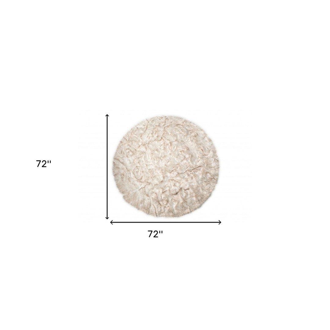 6 X 6 Ombre Tan Round Faux faux Washable Non Skid Area Rug Image 4