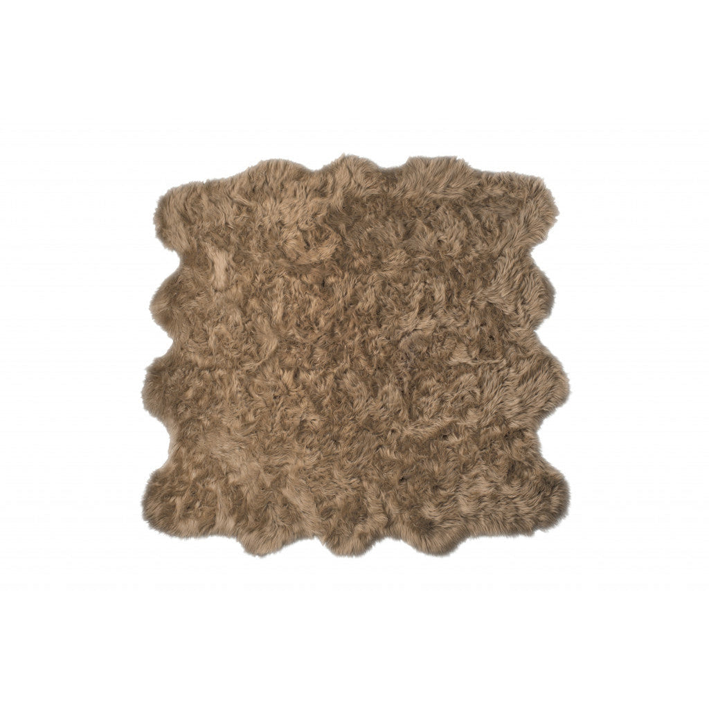 6 X 6 Tan Faux faux Washable Non Skid Area Rug Image 3