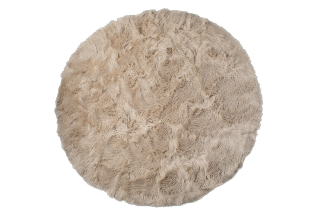 6 X 6 Taupe Round Faux faux Washable Non Skid Area Rug Image 3