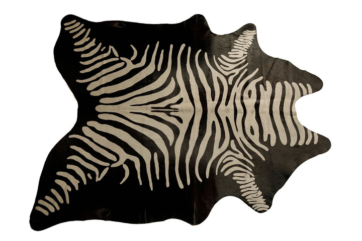 6 X 7 Off White And Black Zebra Cowhide Handmade Area Rug Image 1