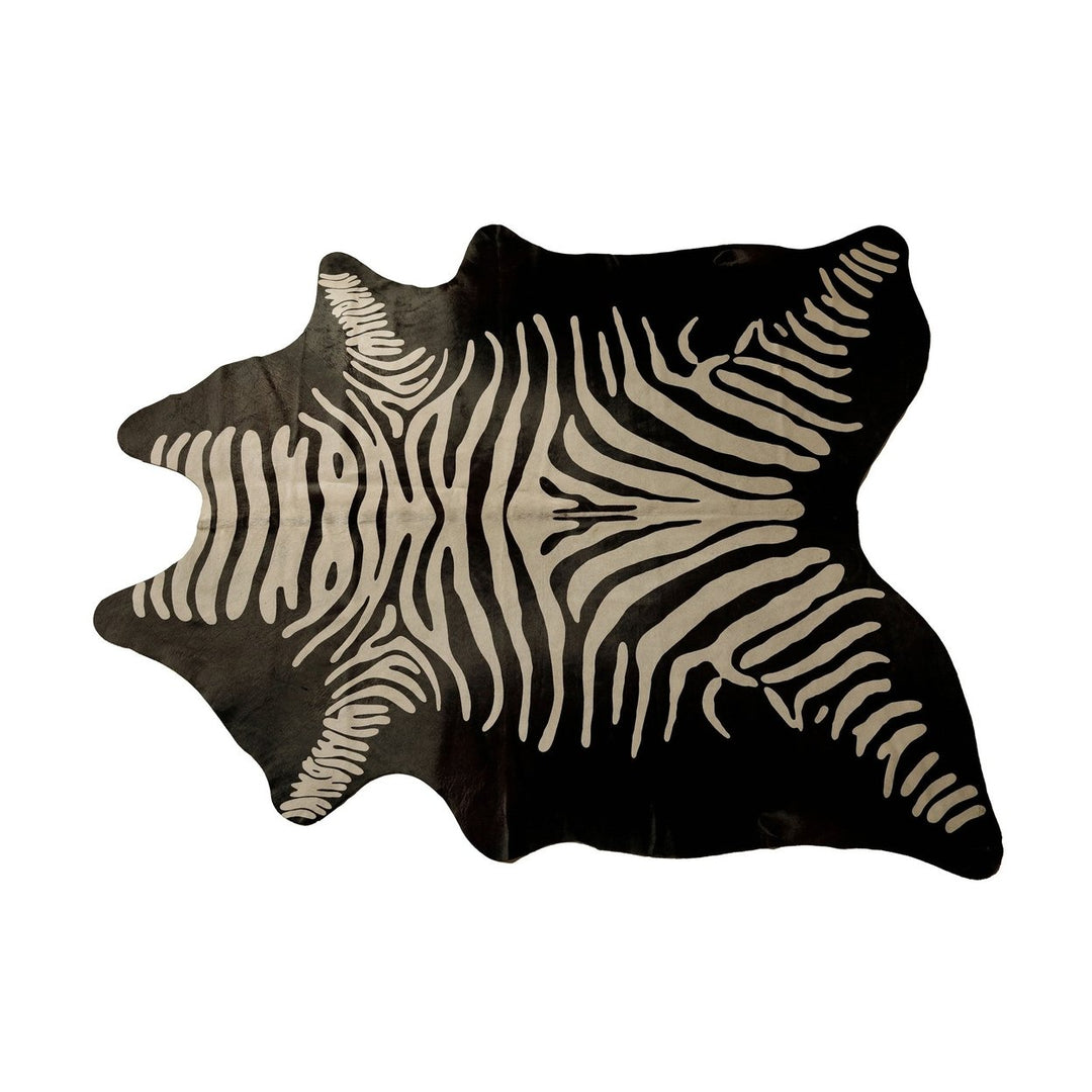 6 X 7 Off White And Black Zebra Cowhide Handmade Area Rug Image 2