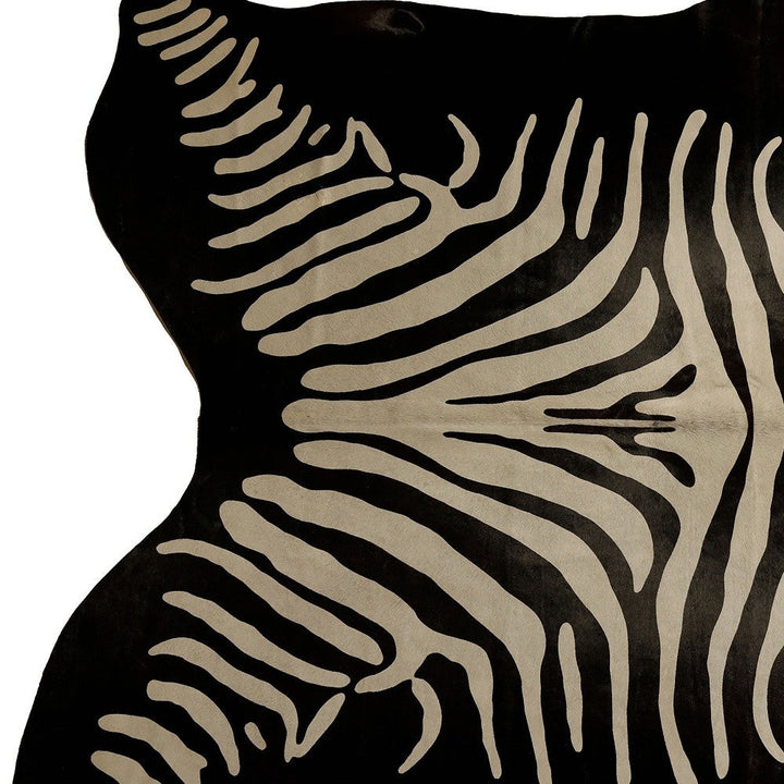 6 X 7 Off White And Black Zebra Cowhide Handmade Area Rug Image 4