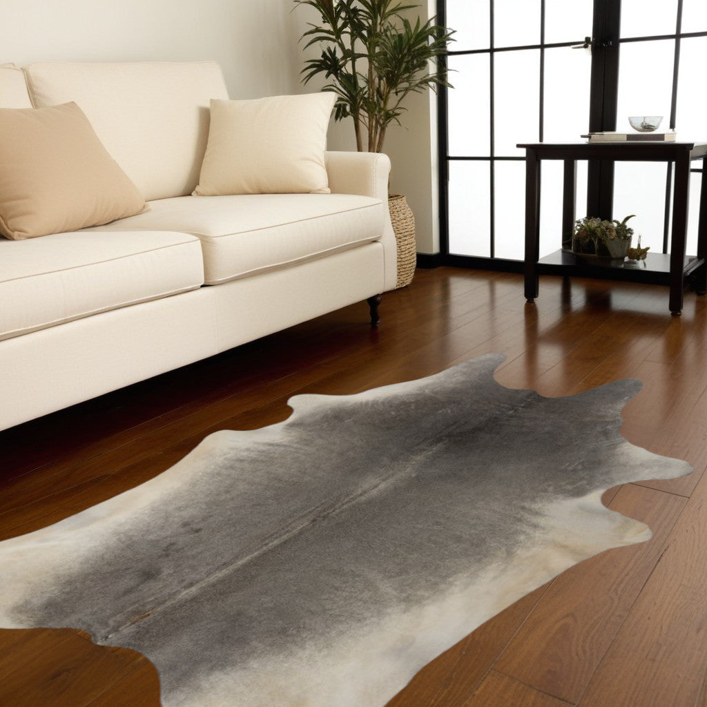 6 X 7 Gray Natural Cowhide Area Rug Image 6