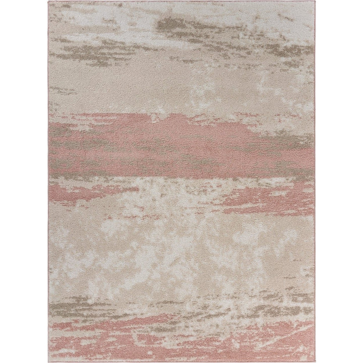 8 x 10 Blush and Beige Abstract Strokes Area Rug Image 1