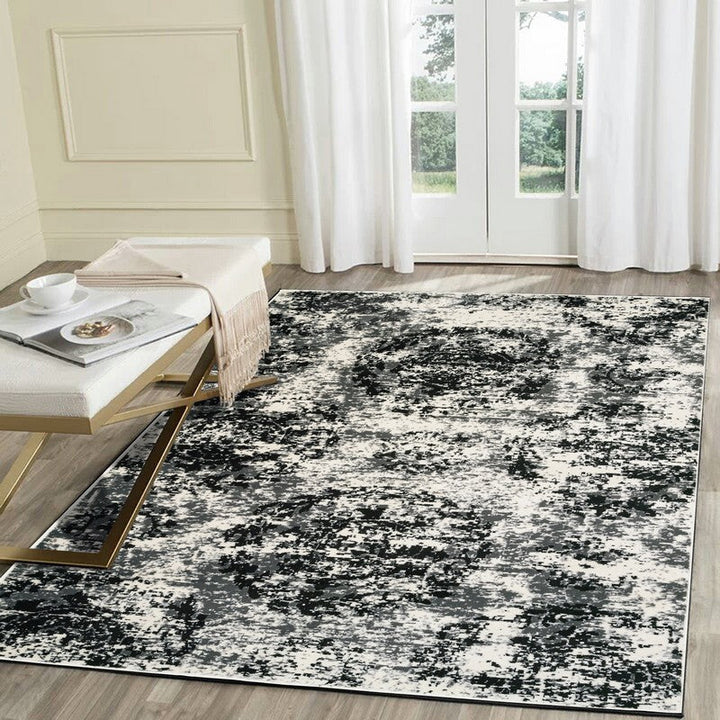 5 x 7 Black and White Abstract Area Rug Image 10