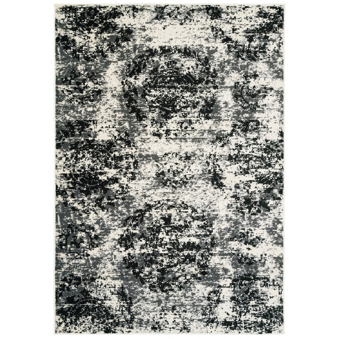 5 x 7 Black and White Abstract Area Rug Image 11