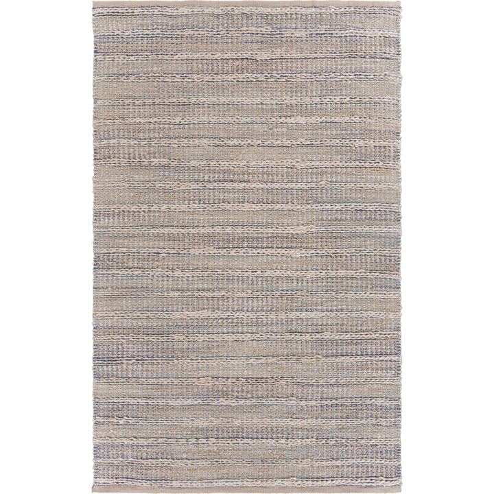 5 x 8 Blue and Cream Braided Jute Area Rug Image 1