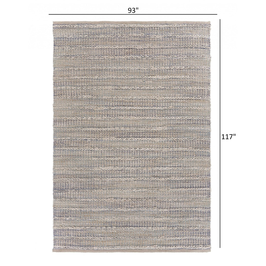 5 x 8 Blue and Cream Braided Jute Area Rug Image 3