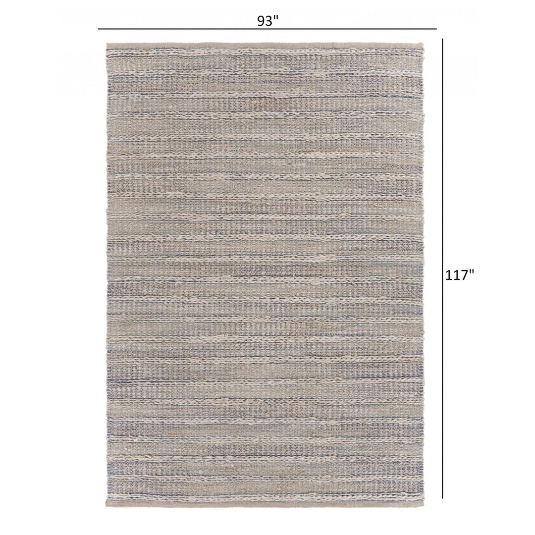 5 x 8 Blue and Cream Braided Jute Area Rug Image 1