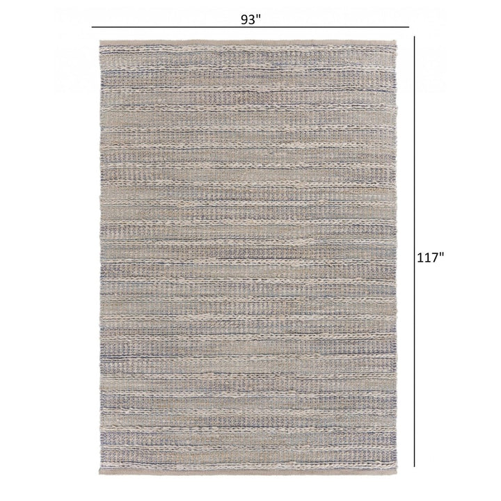 5 x 8 Blue and Cream Braided Jute Area Rug Image 1