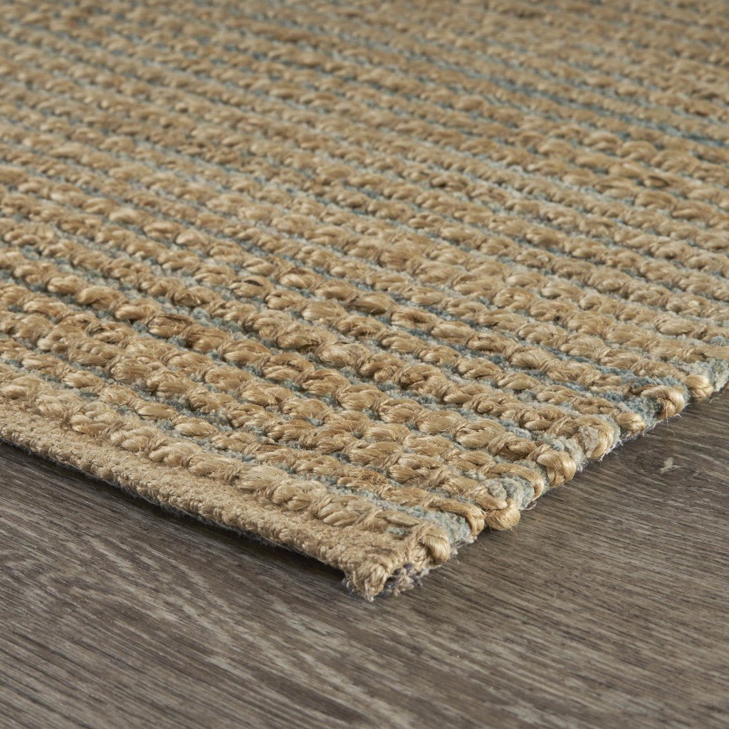 5 x 8 Tan and Blue Undertone Striated Area Rug Image 6